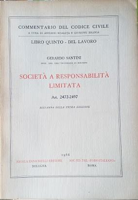 Libro Quinto: del Lavoro, art. 2472-2497 - Gerardo Santini - copertina
