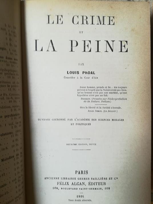 Le crime et la peine - Louis Proal - copertina