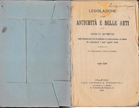 Legislazione sulle antichità e belle arti - copertina
