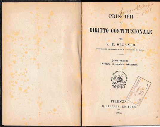 Manuali Barbera di Scienze Giuridiche Sociali e Politiche - Vittorio Emanuele Orlando - copertina
