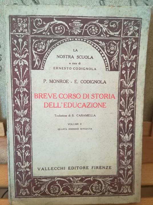 Breve corso di storia dell'educazione - P. Monroe - copertina