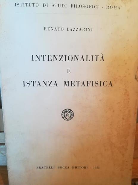 Intenzionalità e istanza metafisica - Renato Lazzarini - copertina