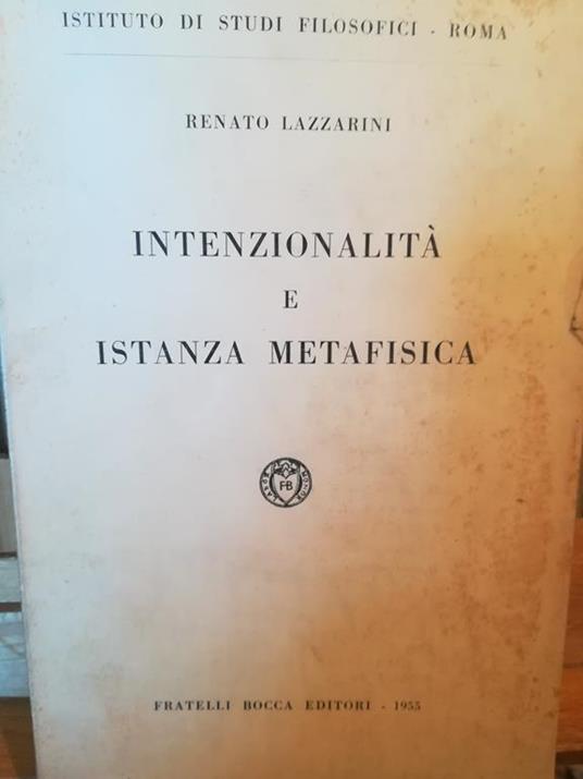Intenzionalità e istanza metafisica - Renato Lazzarini - copertina