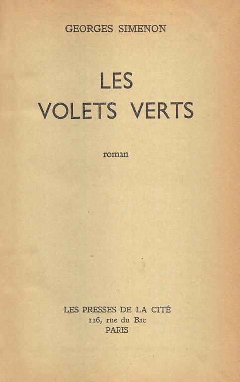 Le volets verts. Roman - Georges Simenon - copertina