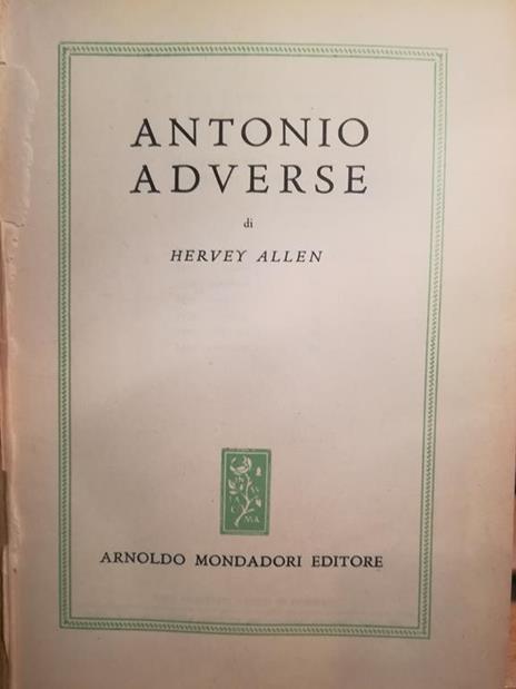 Antonio Adverse - Harvey Allen - copertina