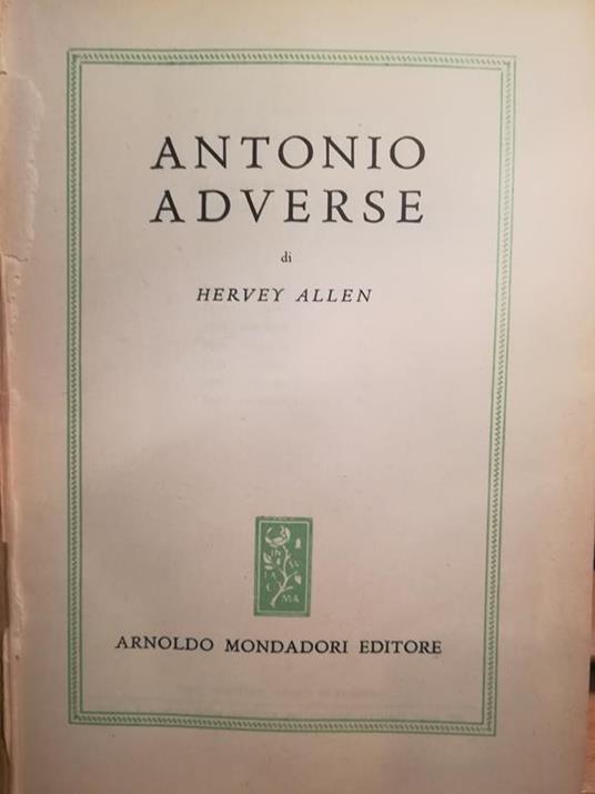 Antonio Adverse - Harvey Allen - copertina