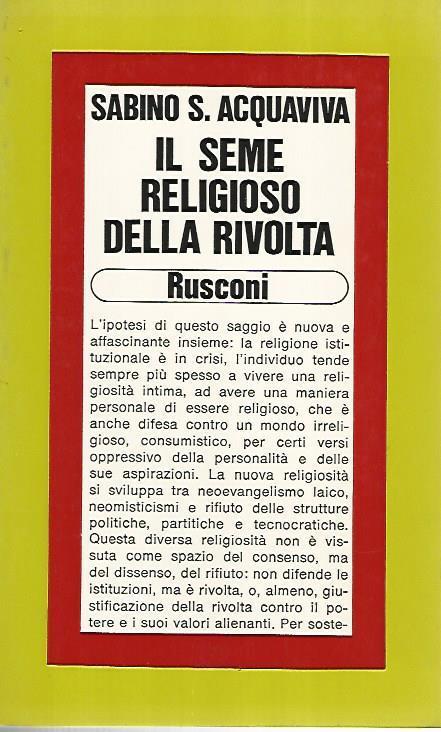 Il seme religioso della rivolta - Sabino Acquaviva - copertina