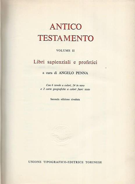 La sacra Bibbia. Antico testamento. Volume II - Angelo Penna - copertina