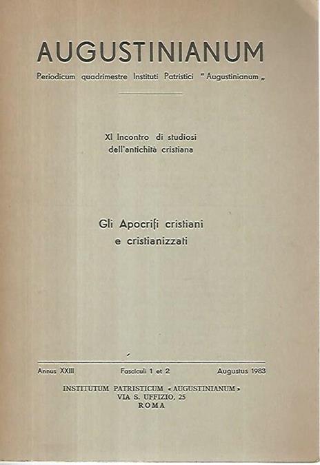 Augustinianum. Gli Apocrifi cristiani e cristianizzati - copertina