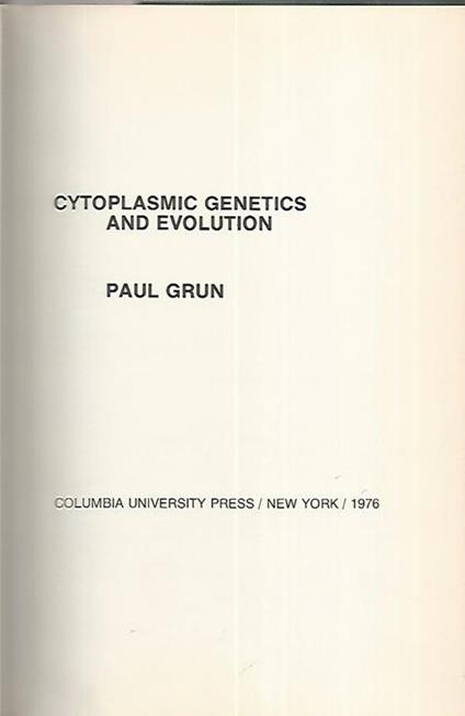 Cytoplasm genetics and evolution - Paul Run - copertina