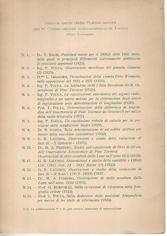 Sulla deduzione delle posizioni fotografiche per mezzo di tre stelle di riferimento - Luigi Volta - 2