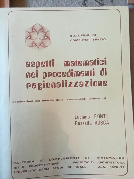 Aspetti matyematici nei procedimenti di regionalizzazione - L. Fonti - copertina