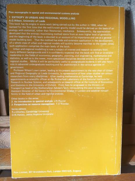 Entropy in urban and regional modelling - A. G. Wilson - 2