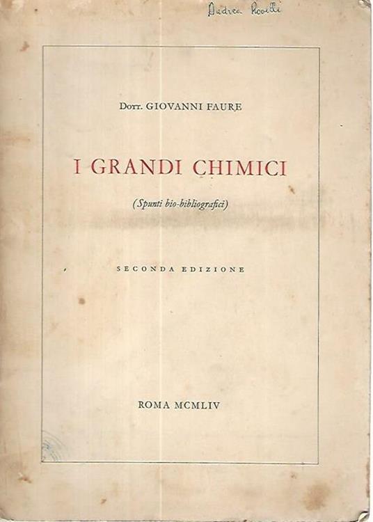 I grandi chimici - Giovanni Faure - copertina