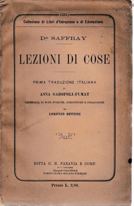 Lezioni di cose - Dr. Saffray - copertina