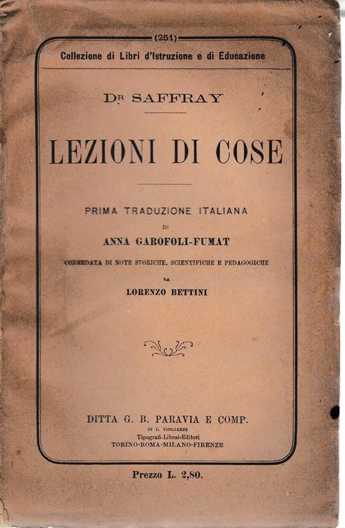 Lezioni di cose - Dr. Saffray - copertina