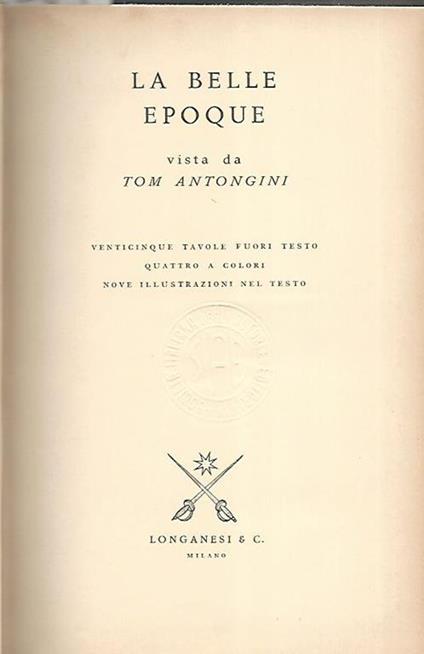 La belle epoque - Tom Antongini - copertina