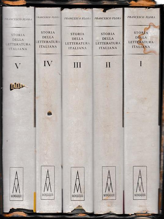 Storia della letteratura italiana 5 volumi - Francesco Flora - copertina