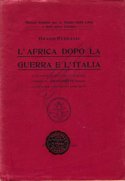 L' Africa dopo la guerra e l'Italia - Orazio Pedrazzi - copertina