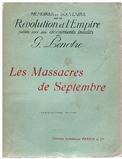 Le massacre de septembre - Georges Lenôtre - copertina