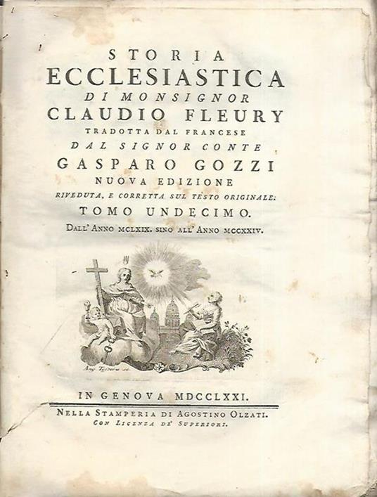 Storia ecclesiastica di monsignor Claudio Fleury. Tomo undicesimo - Gaspare Gozzi - copertina