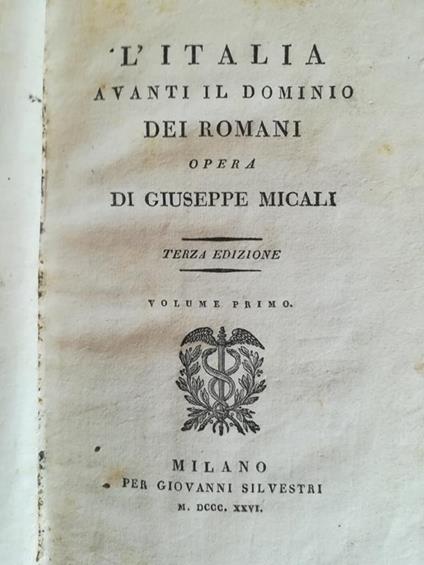 L' Italia avanti il dominio dei romani. I - Giuseppe Micali - copertina