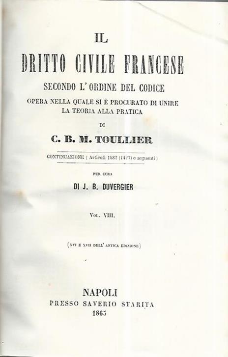 Il dritto civile francese. Volume VIII - copertina