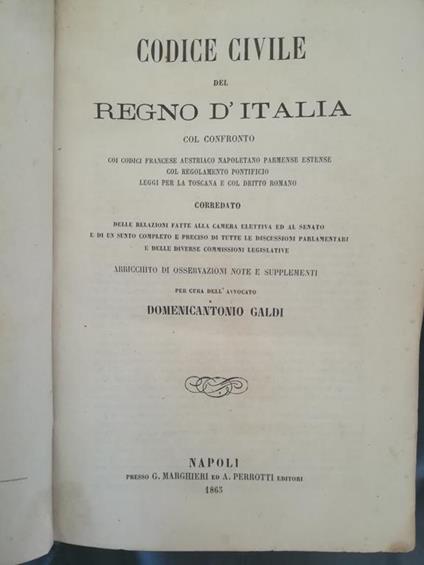Codice di procedura civile del Regno d'Italia - Domenicantonio Galdi - copertina