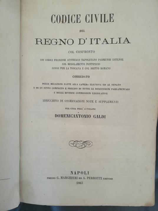 Codice di procedura civile del Regno d'Italia - Domenicantonio Galdi - copertina