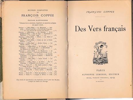 Des Vers francais - François Coppée - copertina