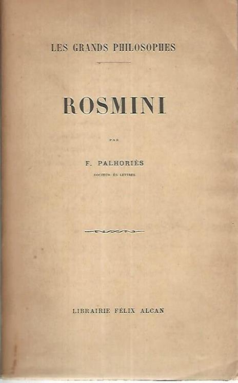 Rosmini - F. Palhories - copertina