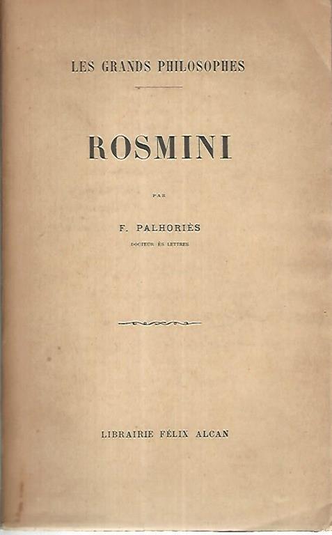 Rosmini - F. Palhories - copertina