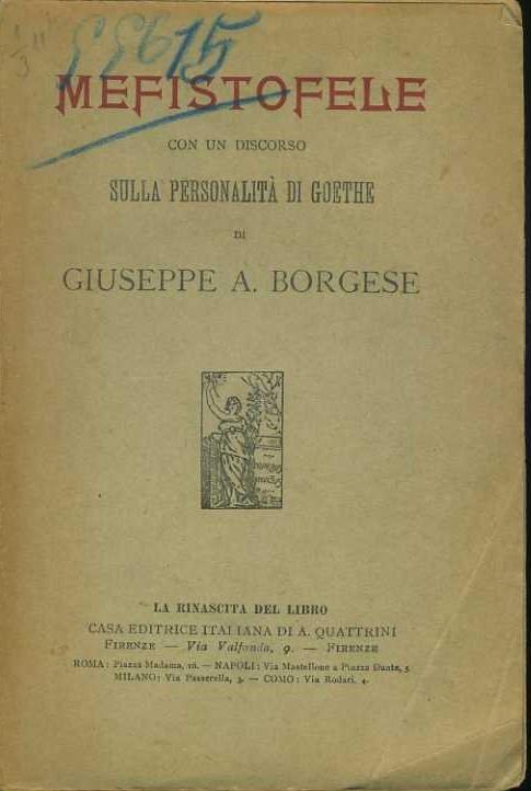 Mefistofele con un discorso sulla personalità di Goethe - copertina