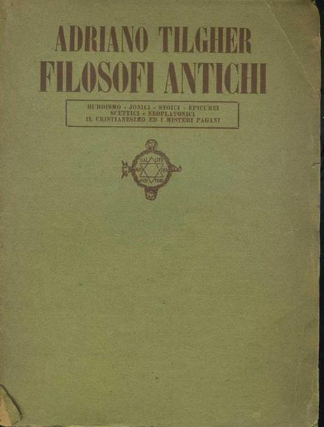 Filosofi antichi - Adriano Tilgher - copertina