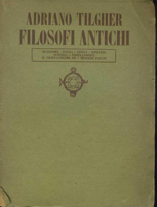 Filosofi antichi - Adriano Tilgher - copertina