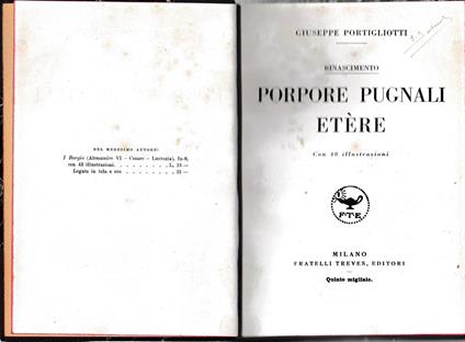 Porpore pugnali etére - Giuseppe Portigliotti - copertina