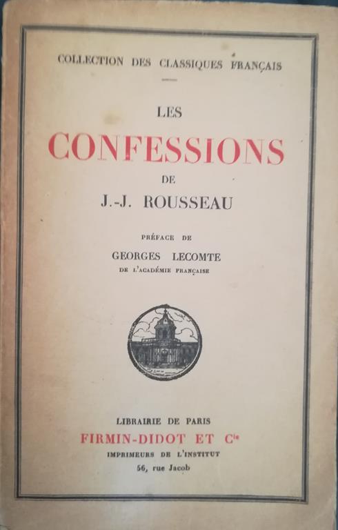 Les confessions - Jean-Jacques Rousseau - copertina