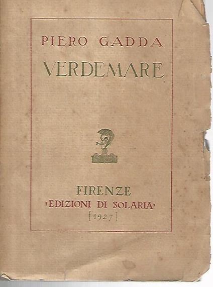 Verdemare - Piero Gadda - copertina
