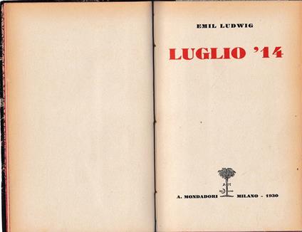 Luglio '14 - Emil Ludwig - copertina