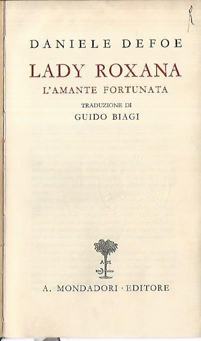 Lady Roxana. L'amante fortunata - Daniel Defoe - copertina