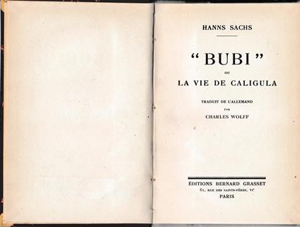 "Bubi" Ou La Vie De Caligula - Hans Sachs - copertina