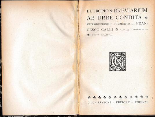 Breviarium ab urbe condita (Italiano, Latino) - Eutropio - copertina