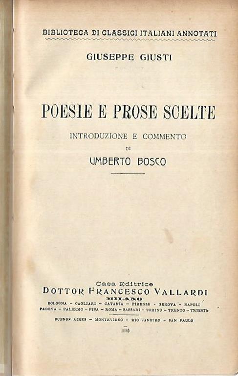 Poesie e prose scelte - Giuseppe Giusti - copertina