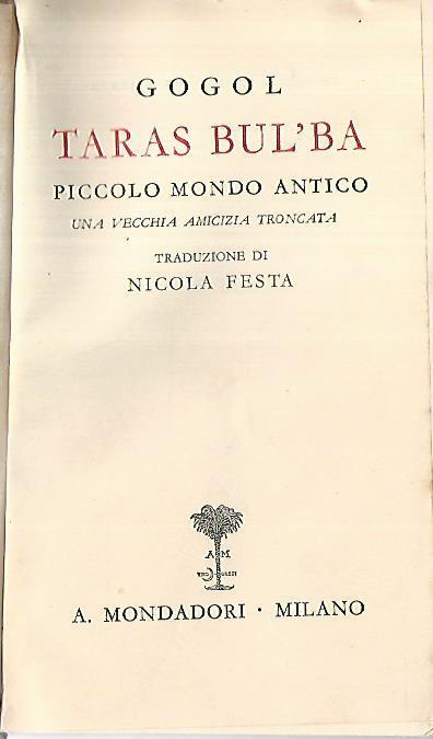 Taras bul'ba - Nikolaj Gogol' - copertina