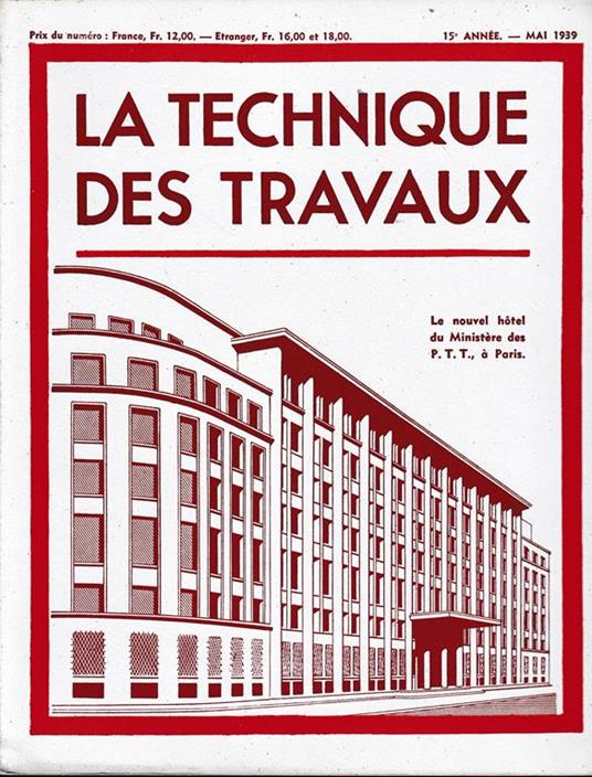 La tecnique des travaux, 15° anno, n. 5 Maggio 1939 - copertina