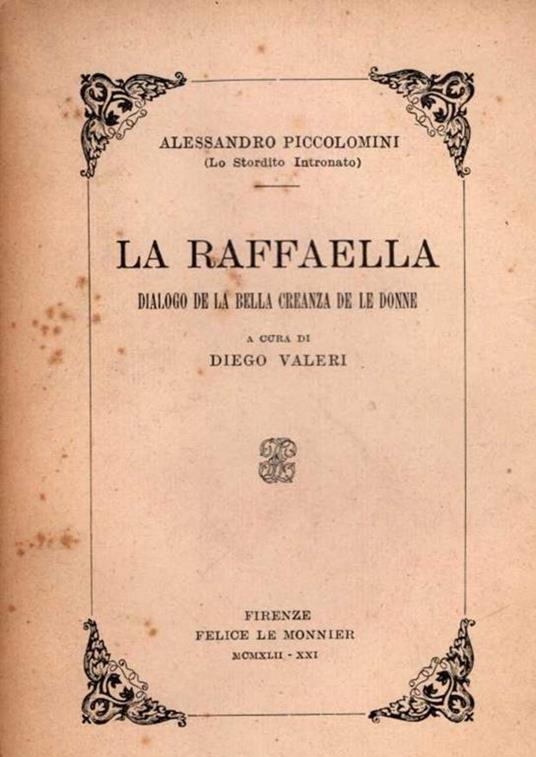 La Raffaella. Dialogo de la bella creanza de le donne - Alessandro Piccolomini - copertina