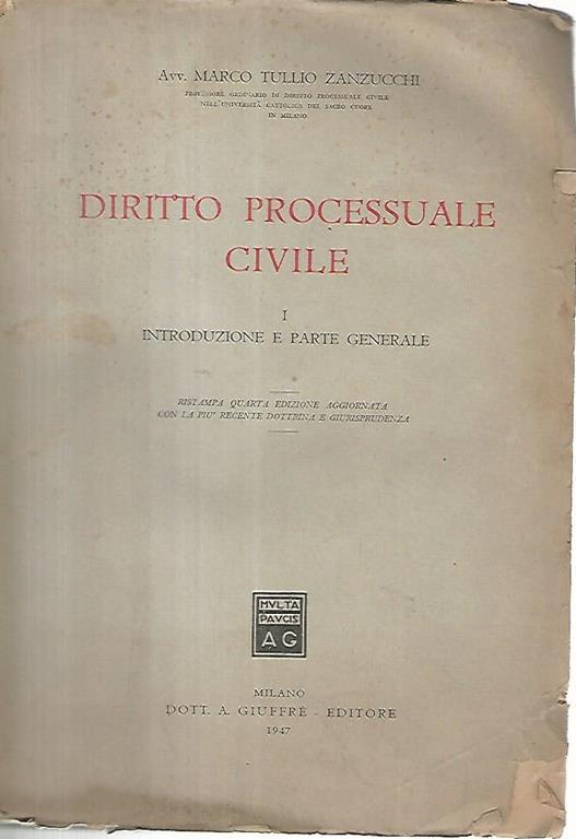 Diritto processuale civile. 1 introduzione e parte generale - copertina