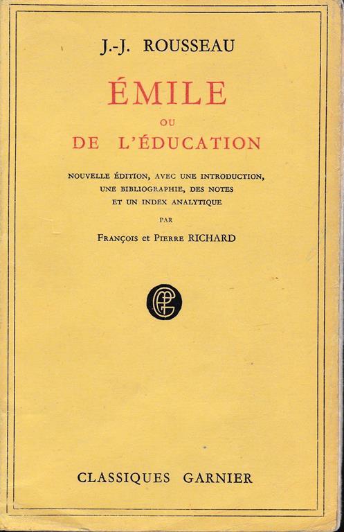 Emile ou de l'éducation - Jean-Jacques Rousseau - copertina