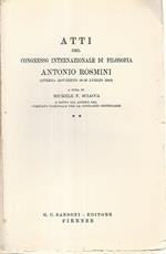 Atti del congresso internazionale di filosofia Antonio Rosmini