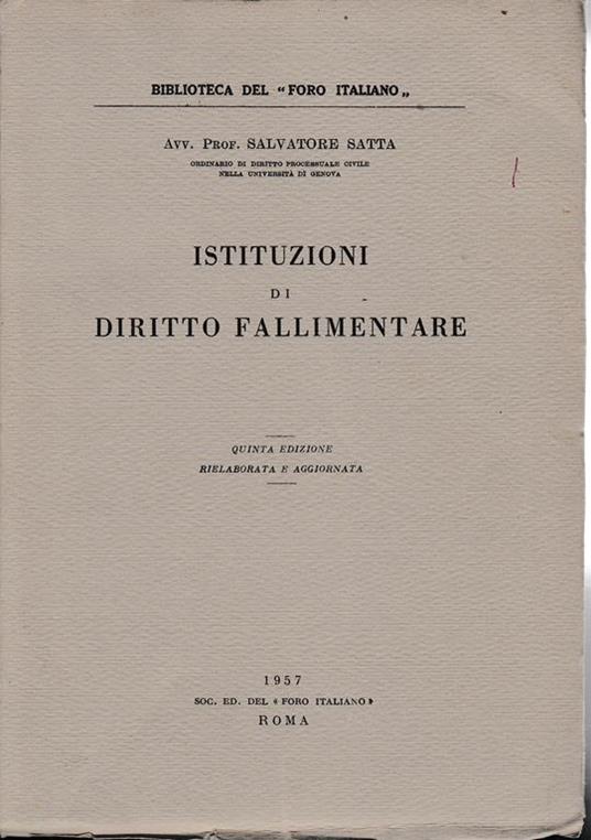 Istituzioni di diritto fallimentare - S. Satta - copertina